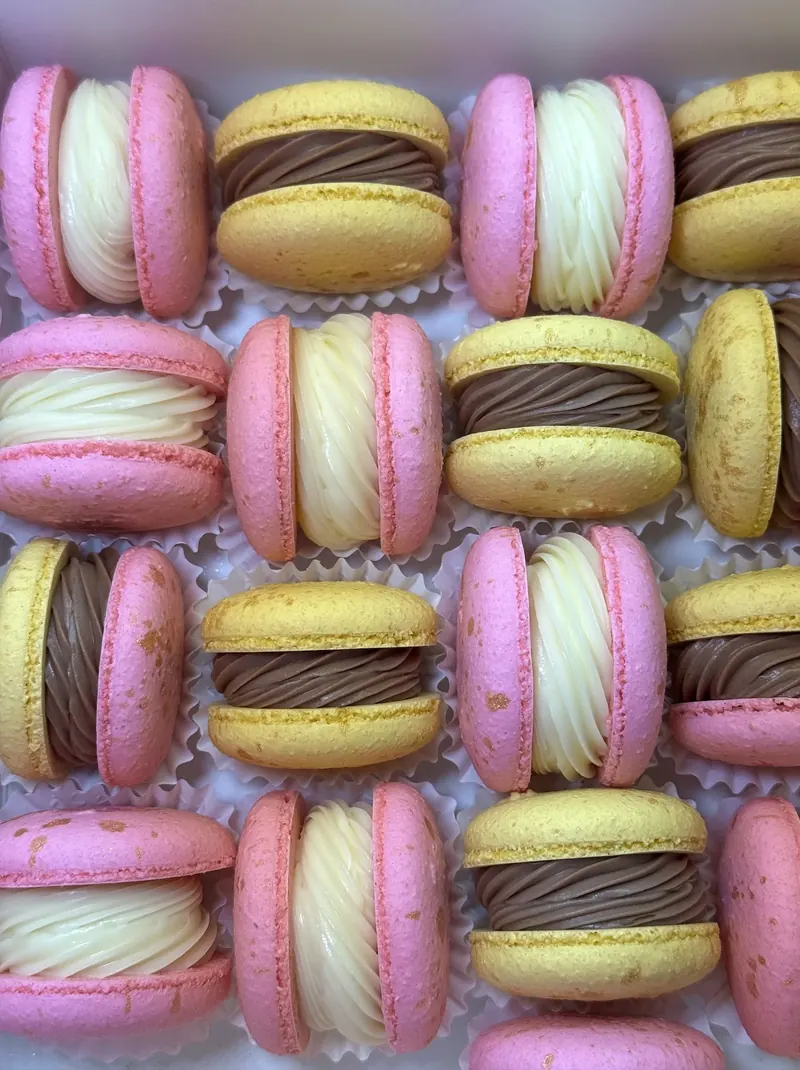 Box of assorted handmade macarons